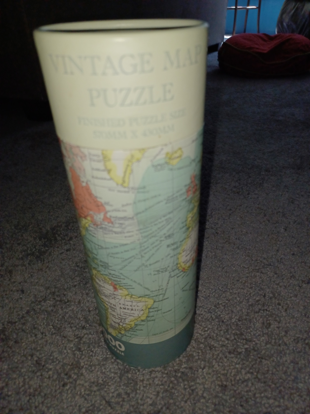 Source Unknown Vintage Map Puzzle - Teal, Cream, Yellow, Red
